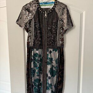 Byron Lars Beaded Short Sleeve Cocktail Dress size 8